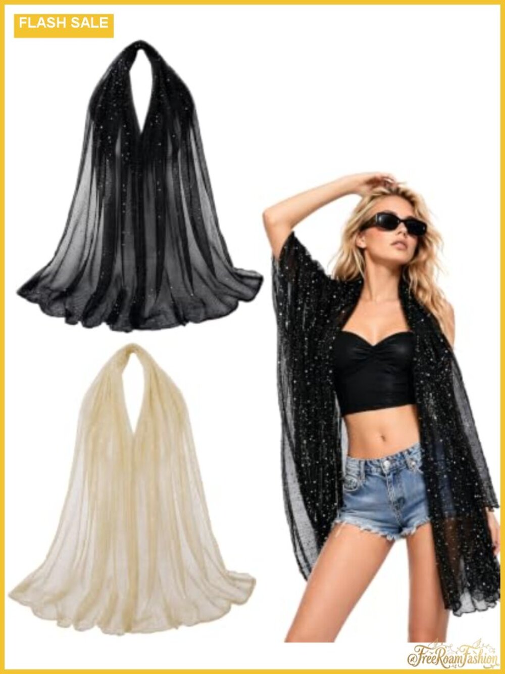 Sequin Mesh Shawl Wrap Scarf Evening Rave Festival Pashmina 2 Pack